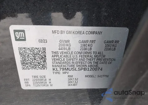 2023 Chevrolet Trailblazer Awd Rs из США, поврежденный, VIN KL79MUSL5PB120074